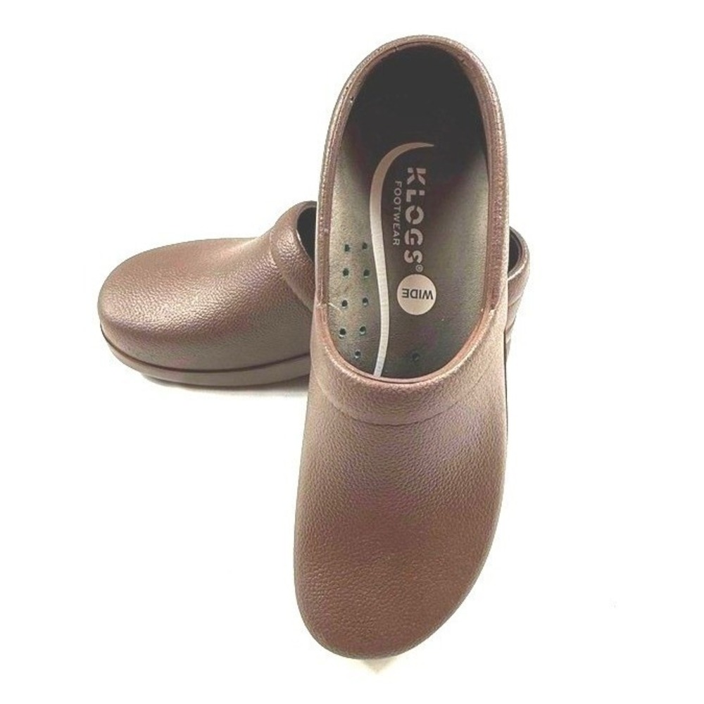 Klogs Footwear Naples Brown Slip Resistant Work Clogs Mens‎ 8W Womens 9.5W Wide